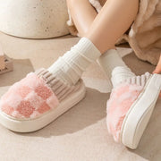 Couple Winter Plaid Slippers – Warm Fluffy Indoor Slides
