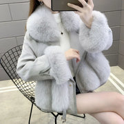 Women’s Patchwork Faux Fur Jacket – Mid-Length