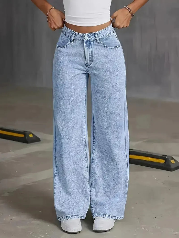 Women's Wide Leg Denim Pants American | OWNLUXE