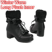 Vintage Lolita Ankle Boots – Warm Plush Lined Women's Style