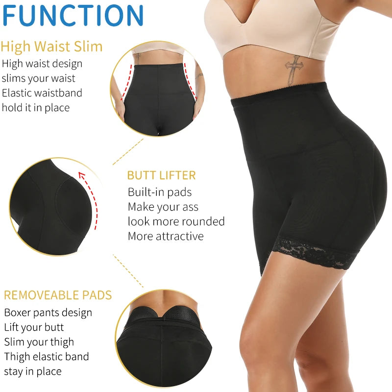 High Waisted Padded Butt Lifter Shapewear - Tummy Control Panty