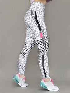 Women's Mid-Waist Printed Leggings – Sporty, Stretchy & All-Season Wear