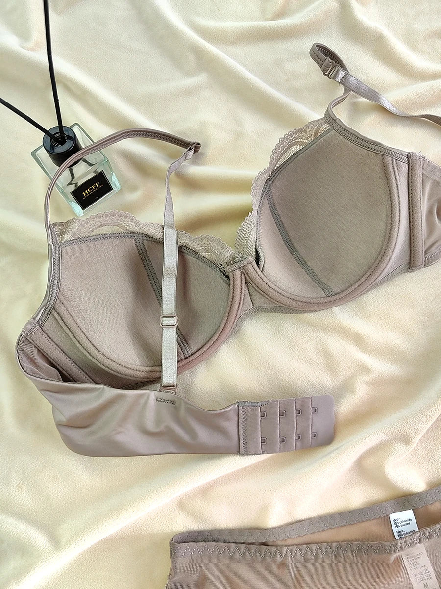 Women's Breathable Push Up Lace Bra (Beige) | OWNLUXE