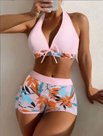 Load image into Gallery viewer, Fashion Printed Swimsuit Women Spliced Lace Up Sporty Surfing Bikini Set Bathing Suit Beachwear Swimwear Female Swimming Suits

