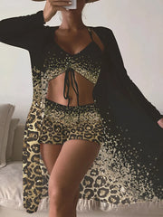 Printed High-Waist Bikini Set with Wire-Free Top