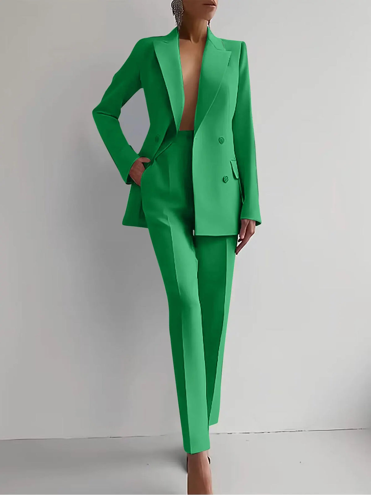 Casual Long Sleeve Suit Set Office Lady Solid Elegant Jacket | OWNLUXE