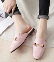 Women’s Chain Detail Flat Mules – Closed Toe Slides