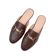 Women’s Chain Detail Flat Mules – Closed Toe Slides