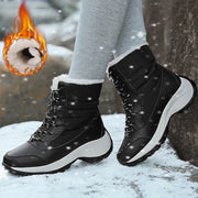 Winter Plush Mid‑Calf Boots – Warm Wedge Lace‑Up
