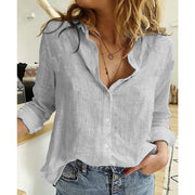 Long-Sleeve Cotton Linen Tunic Blusas | OWNLUXE