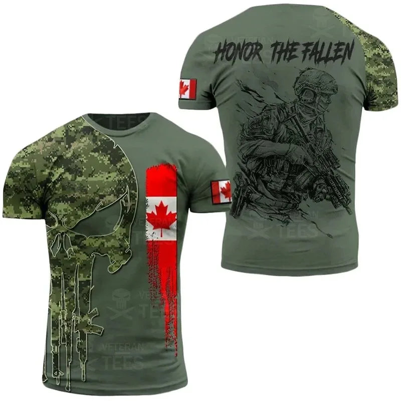 Canada Camouflage Men T Shirt ARMY VETERAN Combat Tops 3D Military Camo Canadian Soldiers T-shirt Beige Field Women Short Sleeve