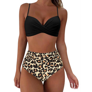 Vintage High Waist Bikinis 2025 Women Push Up Swimwear Printed Swimsuit Female Beachwear Summer Bathers Bathing Suit Swimming