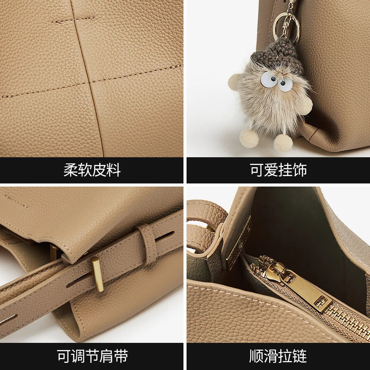 Spacious Genuine Leather Bucket Bag | OWNLUXE