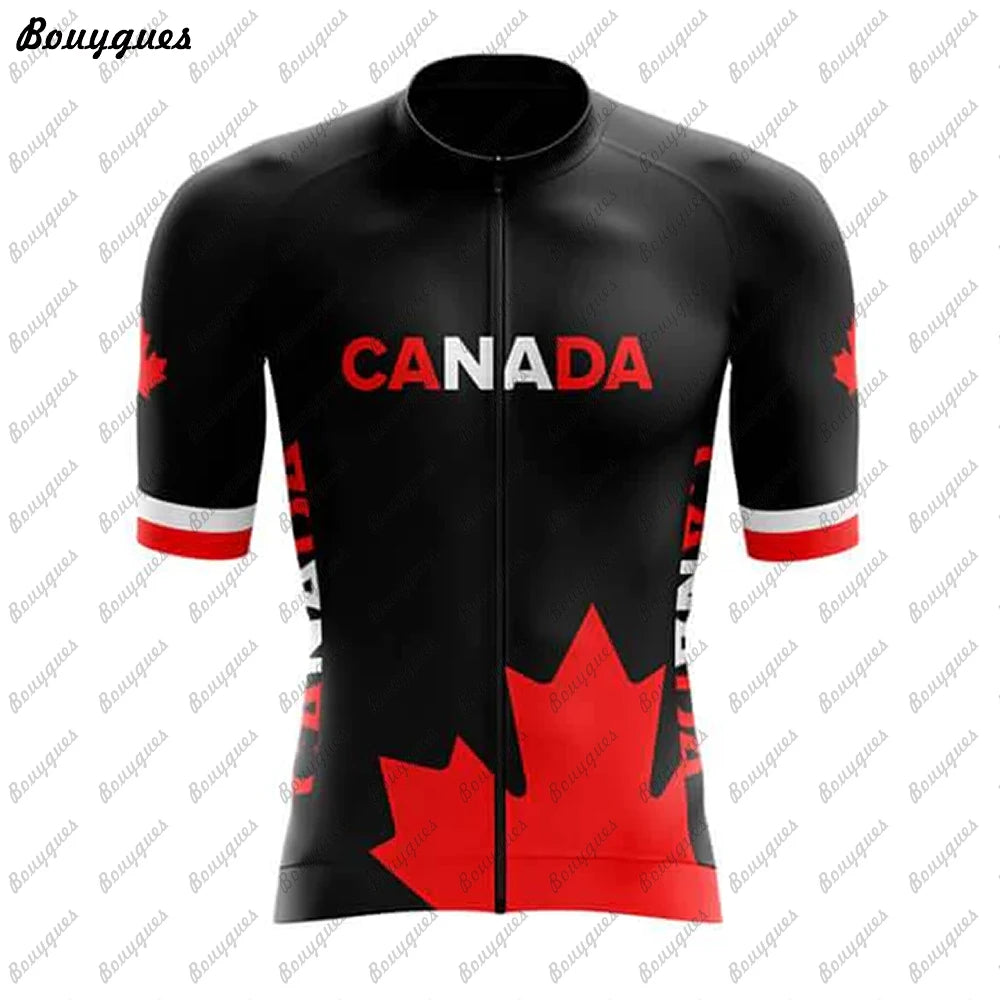 Canada Men Triathlon Short Sleeve Cycling Jersey Sets Pants | OWNLUXE