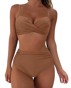 Vintage High Waist Bikinis 2025 Women Push Up Swimwear Printed Swimsuit Female Beachwear Summer Bathers Bathing Suit Swimming
