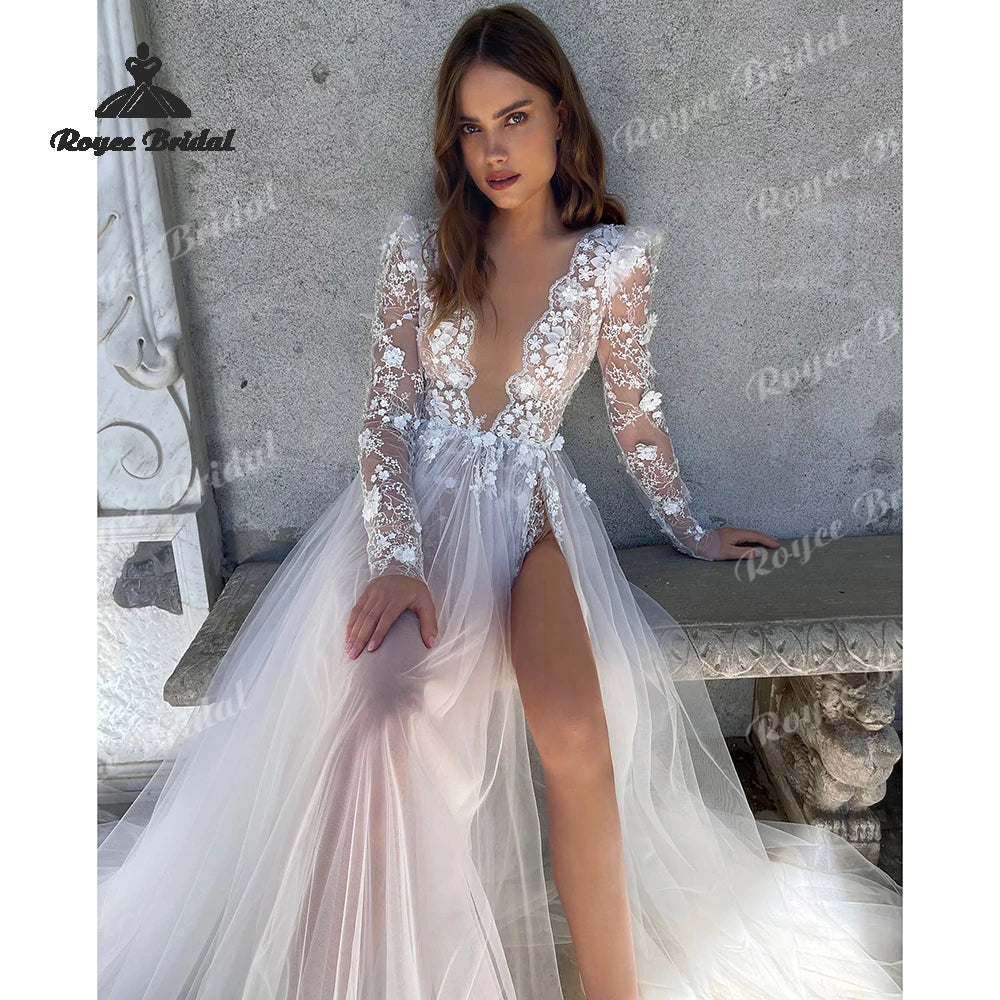 A-Line V-Neck Backless Sheer Dress | OWNLUXE