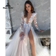 A-Line V-Neck Backless Sheer Dress | OWNLUXE