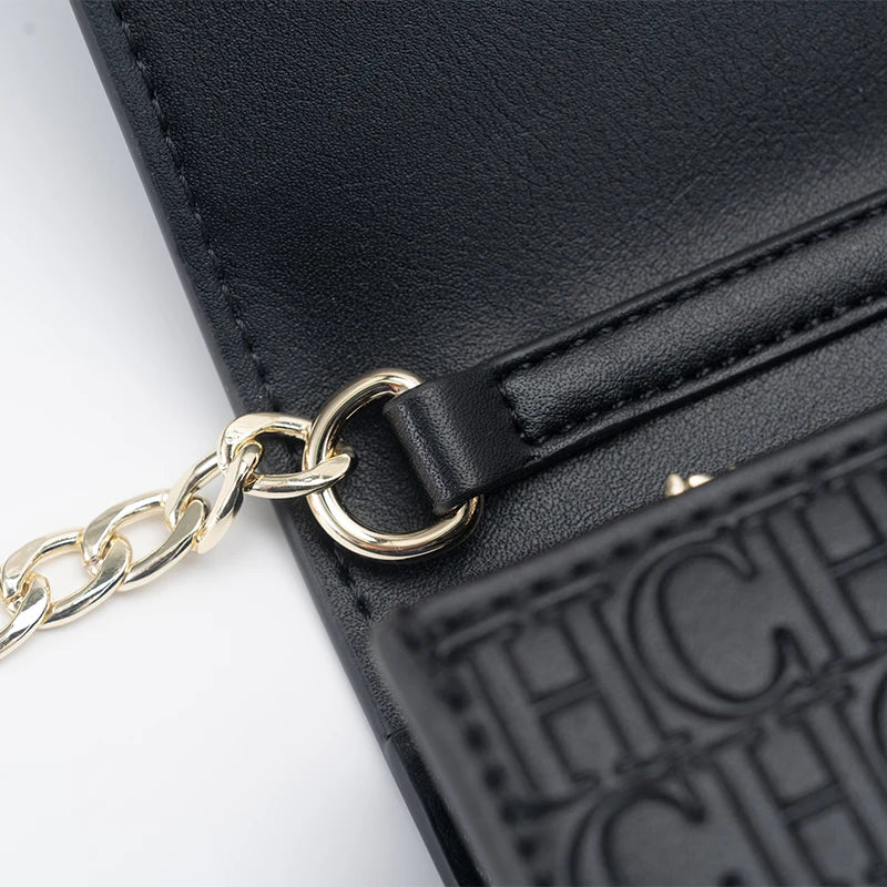 CH Chain Bag - 2025 Monogram Print Shoulder Bag with Lock
