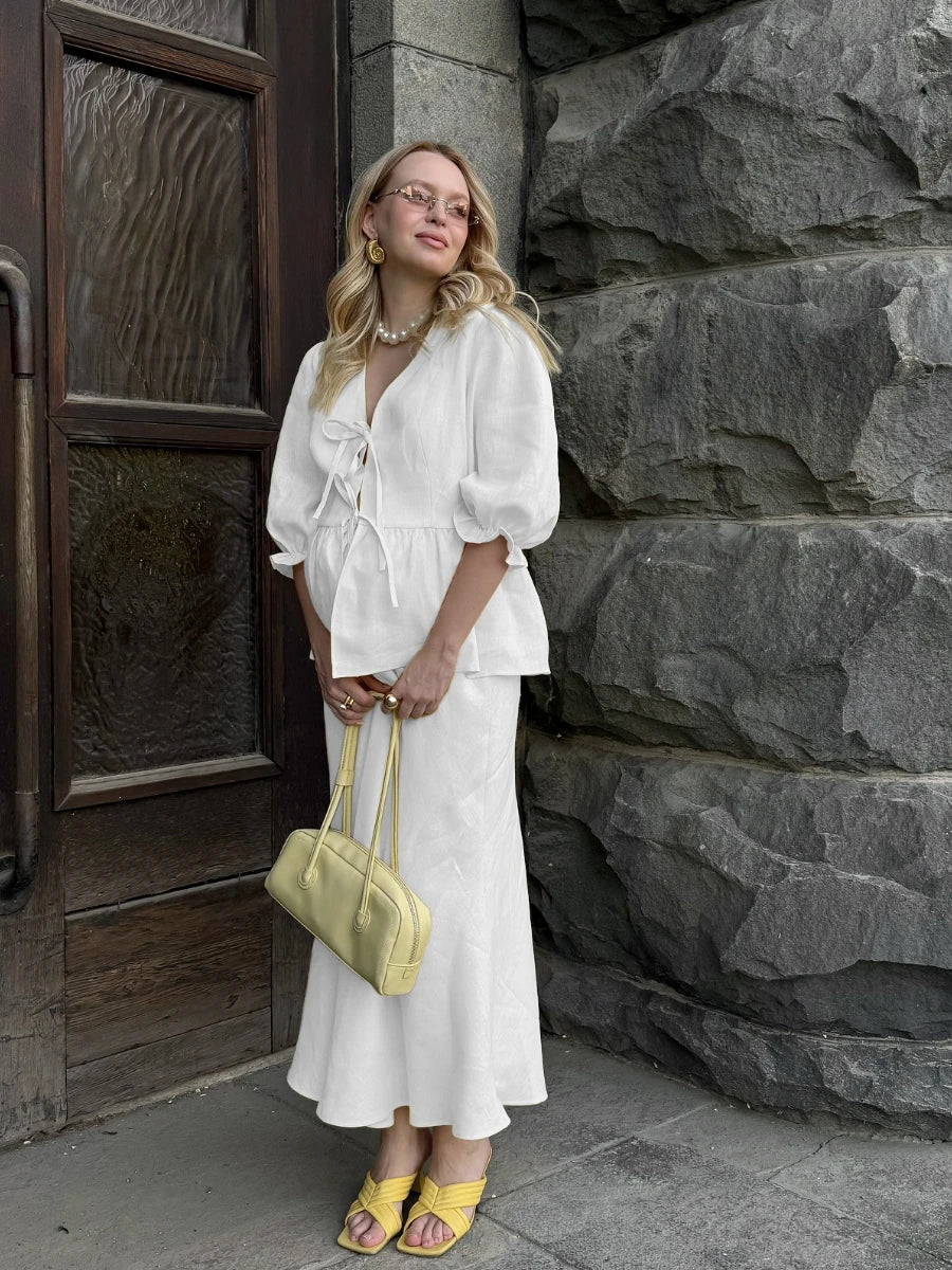 Women's V-Neck Butt Lifter Lace Skirt | OWNLUXE