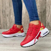 Everyday Low-Heel PU Sneakers – Lace-Up Comfort Shoes