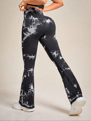 Flare Tie-Dye Yoga Pants – High-Waist Seamless Sculpt