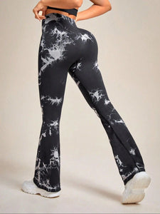 Flare Tie-Dye Yoga Pants with High Waist – Seamless & Stylish | Pantalon de yoga évasé tie-dye taille haute – Sans couture et tendance