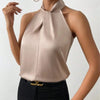 Vest Halter Satin Turtleneck Top | OWNLUXE