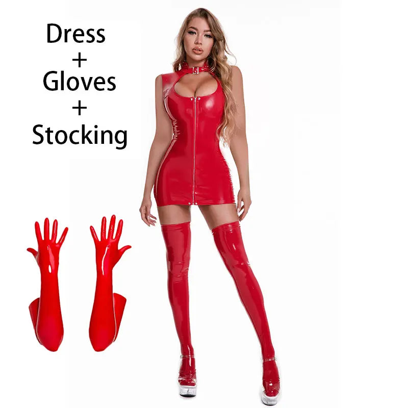Faux Leather Bodycon Dress – Sleek Sleeveless Silhouette