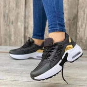 Everyday Low-Heel PU Sneakers – Lace-Up Comfort Shoes