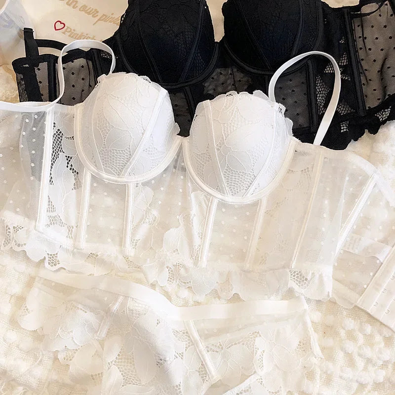 Lace Floral Embroidery Push-Up Bra & Brief Set | OWNLUXE