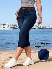 Printed Denim Leggings | OWNLUXE