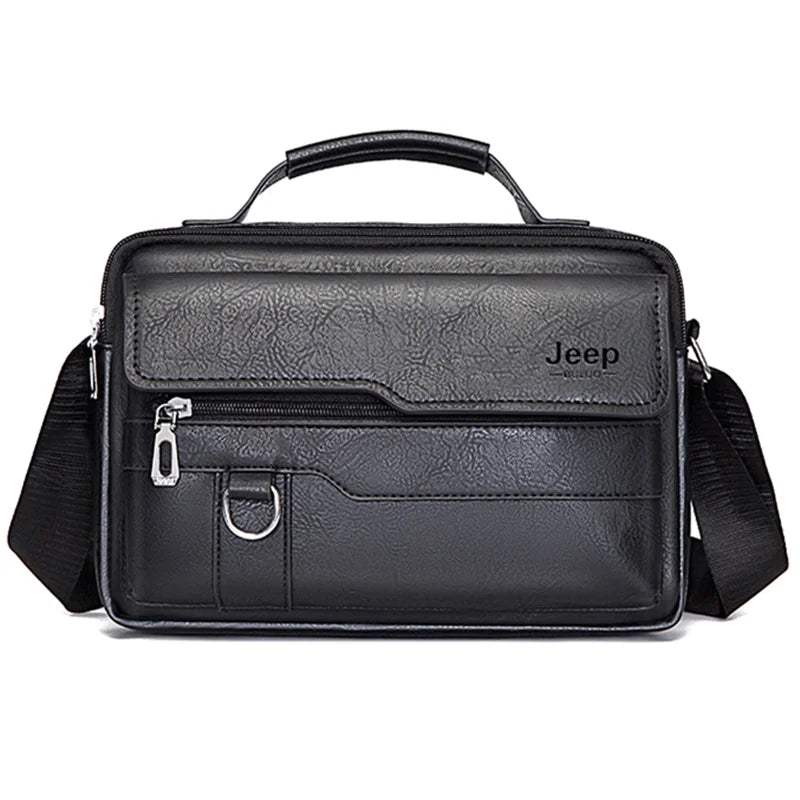 Men's PU Leather Business Tote Bag - Multi-Compartment Brief
