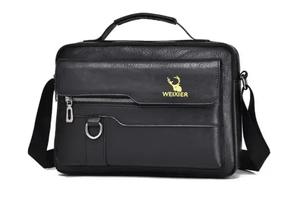 Unisex PU Leather Messenger Bag – Business Crossbody with Laptop Compartment
