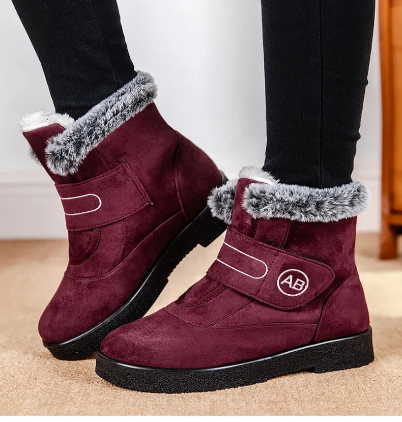 Warm Fur Ankle Boots - Women's Elegant Winter Snow Booties