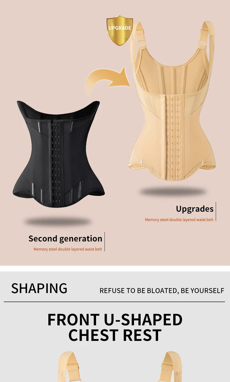 U-Shaped Waist Trainer Tank Top Shapewear with Steel Bones