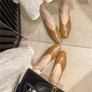 Women's Square Toe Leather Pumps (Brown) – Shop at OWNLUXE