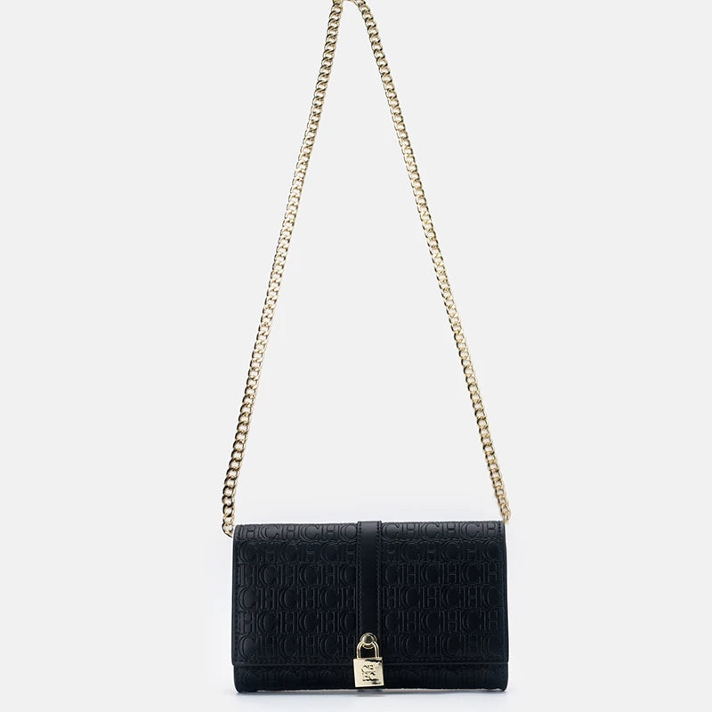 CH Chain Bag - 2025 Monogram Print Shoulder Bag with Lock