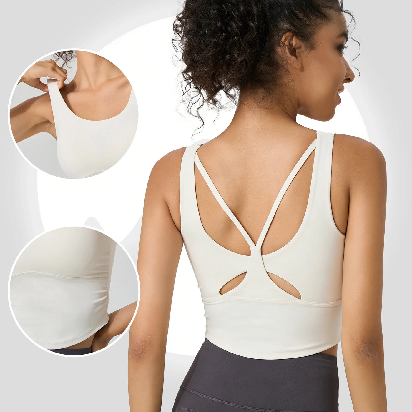 Cross-Back Nylon Sports Bra (Black) | OWNLUXE