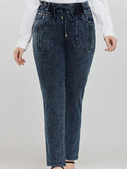Women's Plus Size High Waist Jeans - Slim Fit Stretch Denim Pants
