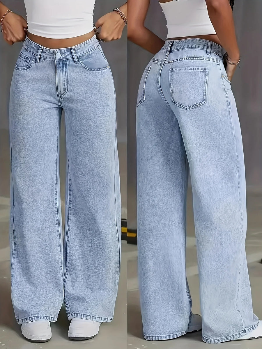 Women's Wide Leg Denim Pants Jeans | OWNLUXE