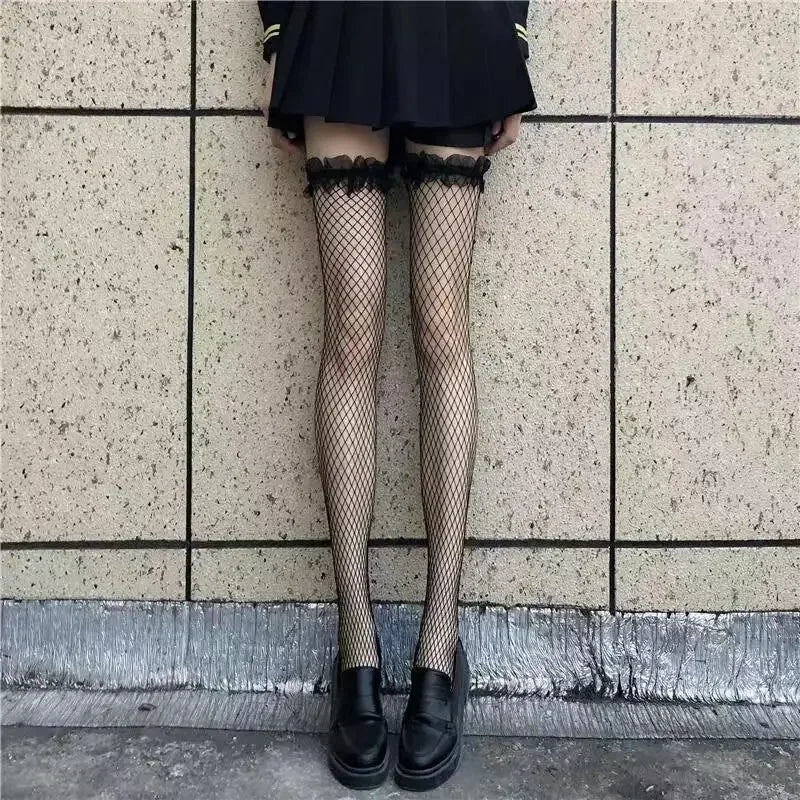Red Lace Thigh-High Stockings | OWNLUXE