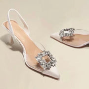 Pointed Toe Crystal Pumps – Medium Heel Office Shoes