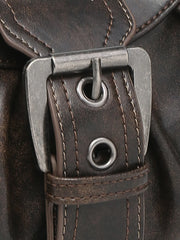 Patent Leather Saddle Bag – Retro Moto Shoulder Purse with Rivet Details