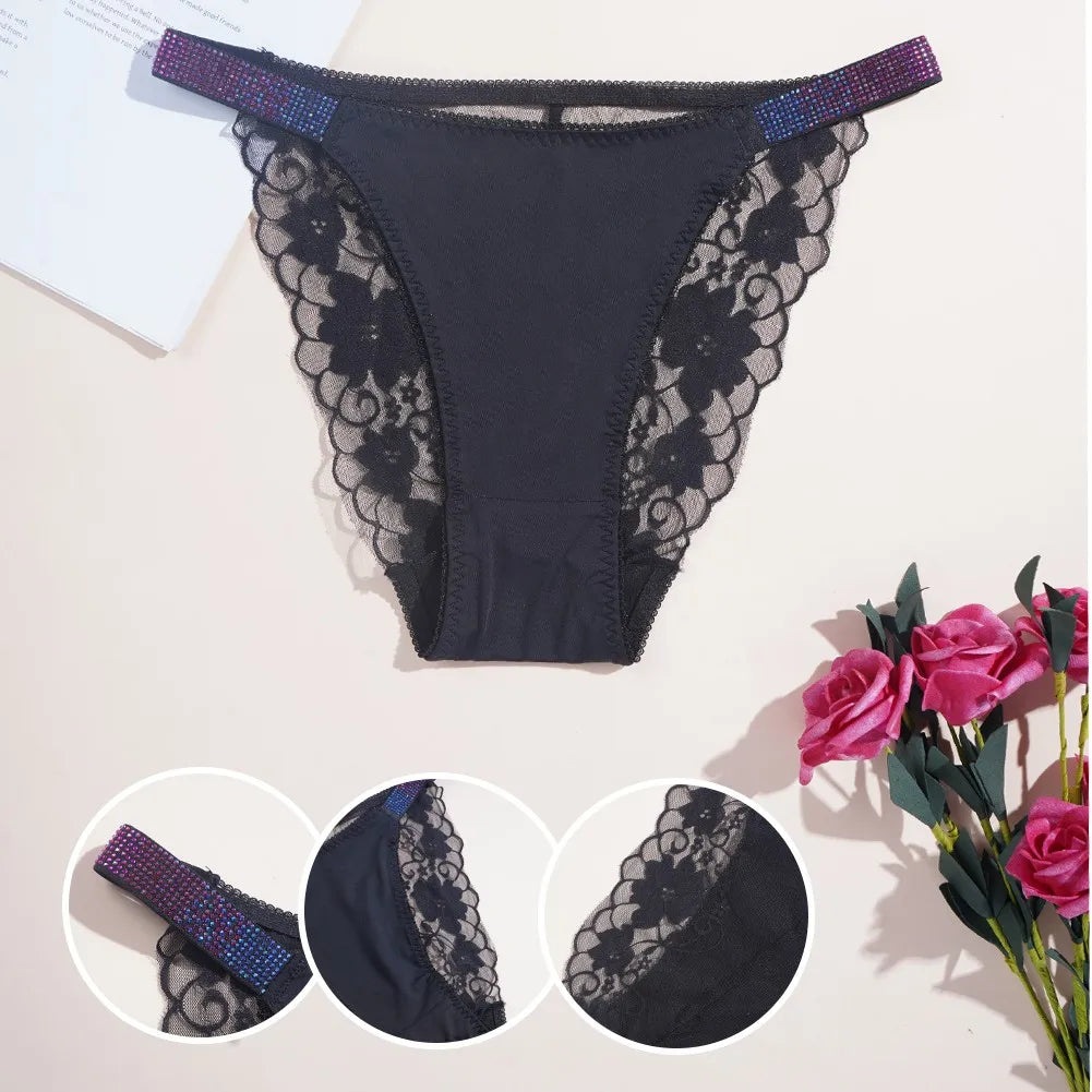 3-Piece Floral Lace Brief Set with Belt Detail | OWNLUXE