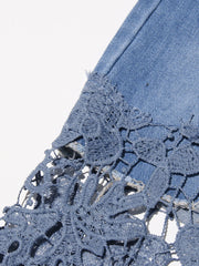 VGH Hollow Out Denim Pants - High Waist Slimming Trousers