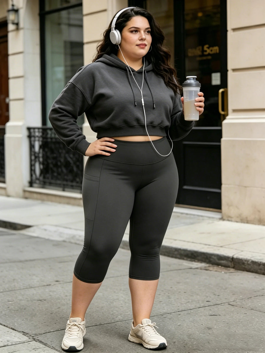 Extended-Size Pocket Tummy-Control High-Waist Leggings | OWNLUXE