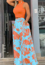 Load image into Gallery viewer, Women’s Printed Two-Piece Set – Sleeveless Top &amp; Wide-Leg Pants
