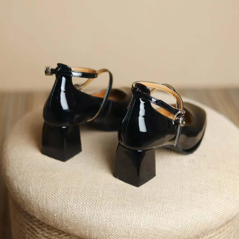 Women's Square Toe Leather Pumps (Black) – Shop at OWNLUXE