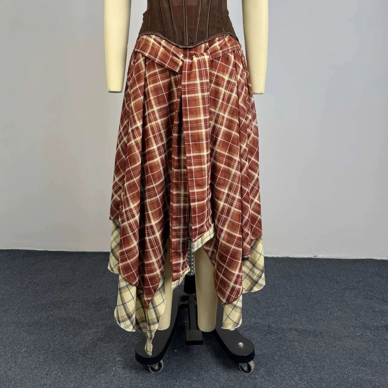 Women's High Waist Plaid Two Piece Skirt | OWNLUXE