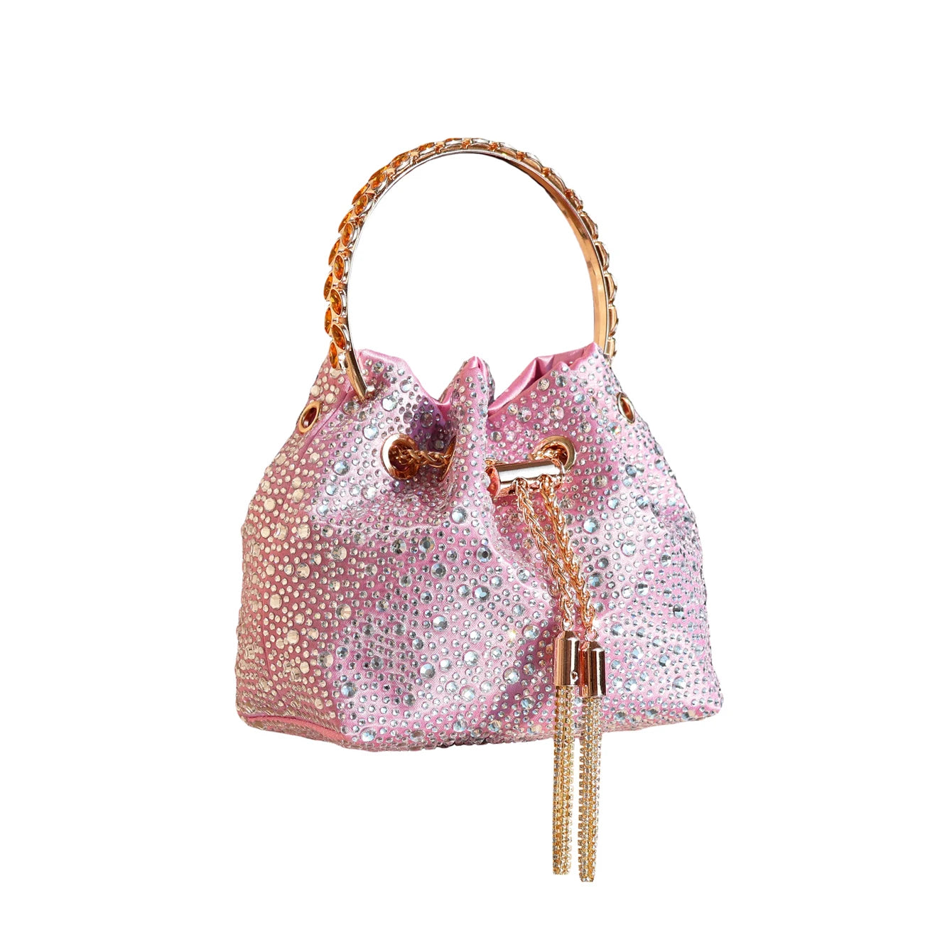 Crystal Bucket Evening Bag (Green Pink) | OWNLUXE